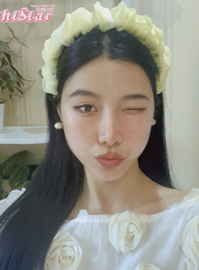 LASS LIZ原创设计韩风可爱少女发饰ins网红甜美黄色大肠发箍头箍