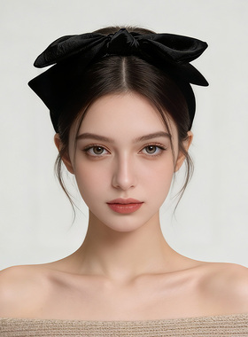 LASS LIZ原创设计发卡2026春夏款黑色凹造型双层大蝴蝶结头箍日常