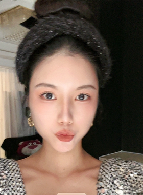 LASS LIZ原创设计师发箍2025秋冬新款韩版黑色毛毛宽边头箍发卡