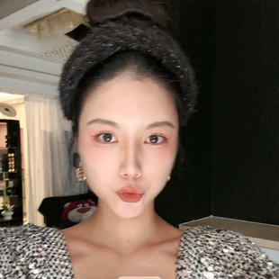 韩版 黑色毛毛宽边头箍发卡 LIZ原创设计师发箍2025秋冬新款 LASS