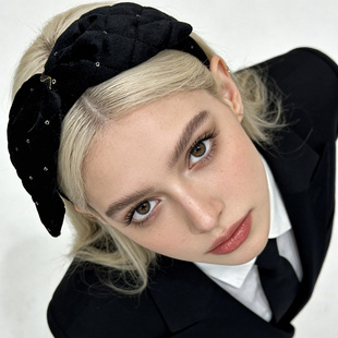 高级发卡黑色蝴蝶结宽边头箍 法式 LASS LIZ原创设计师发箍2026新款