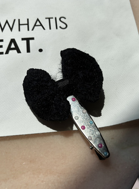 LASS LIZ原创自制2025秋冬新款法式优雅黑色小蝴蝶结边夹小夹子