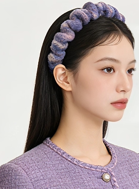 LASS LIZ原创设计2026秋冬仙女紫色褶皱花苞立体发箍日常通勤头箍