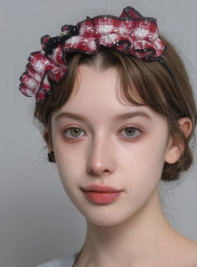 LASS LIZ原创自制2025秋冬新款复古气质喜庆红色蝴蝶结发箍新年