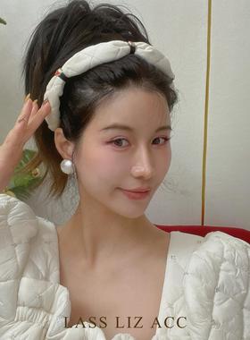 LASS LIZ设计师配饰2024秋冬高级感白色发箍法式精致小香名媛发卡