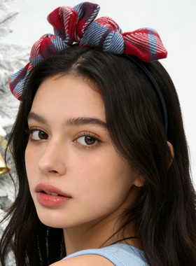 LASS LIZ原创设计发卡2026减龄红色可移动蝴蝶结头箍圣诞新年发箍