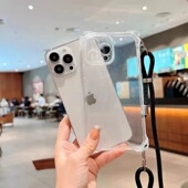 四角开孔防摔手机壳透明适用小米17红米turbo4k80k70k60k50k40note1413小米15141312civi5pro保护套斜挎挂绳