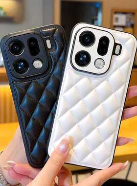 适用oppoFindX9X8X7X6手机壳全包防摔Reno14131211A5PRO菱格小香风素皮保护套网红潮牌高级ins风外壳磨砂男女