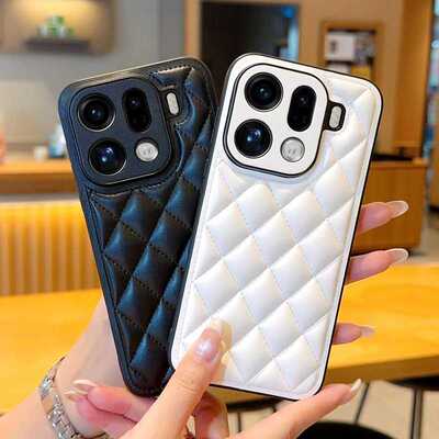 适用oppoFindX9X8X7X6手机壳全包防摔Reno14131211A5PRO菱格小香风素皮保护套网红潮牌高级ins风外壳磨砂男女