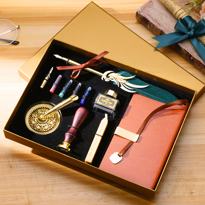 复古羽毛笔记本礼盒开学生日礼物