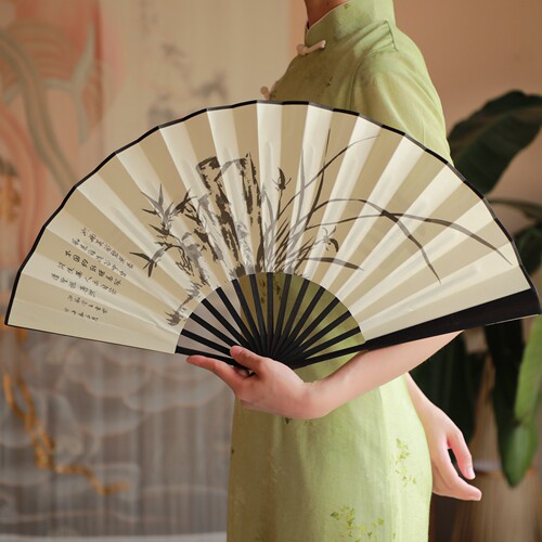 扇子10寸古风绢布一尺竹扇男士夏