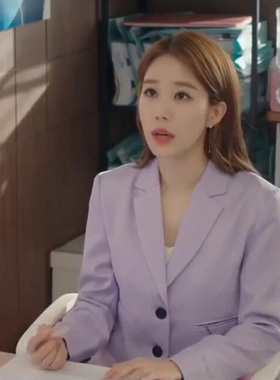 韩版触及真心吴真心刘仁娜同款香芋紫色西装短外套包臀迷你短裙