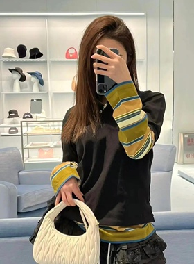 徽标刺绣T恤polo衫半袖上衣蓝色格纹衬衫黑色蓬蓬荷叶边迷你裙