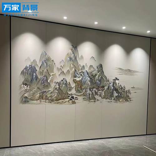 定制客厅沙发新中式床头卧室刺绣硬包电视背景墙酒店墙布壁画宾馆