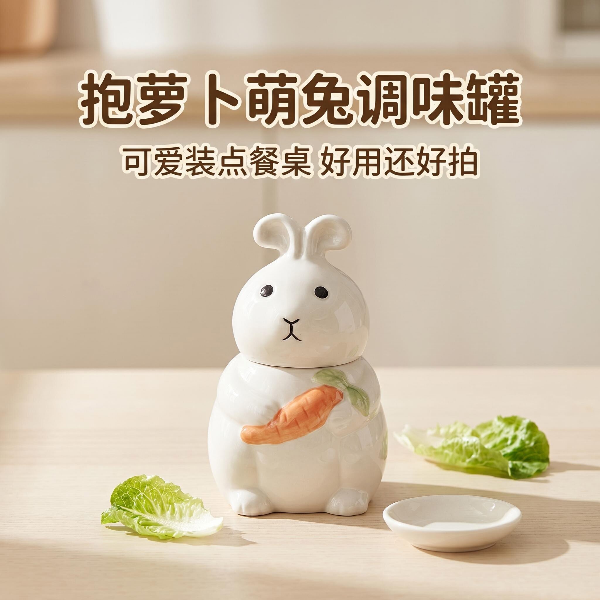 可爱陶瓷调味罐厨兔子房餐桌