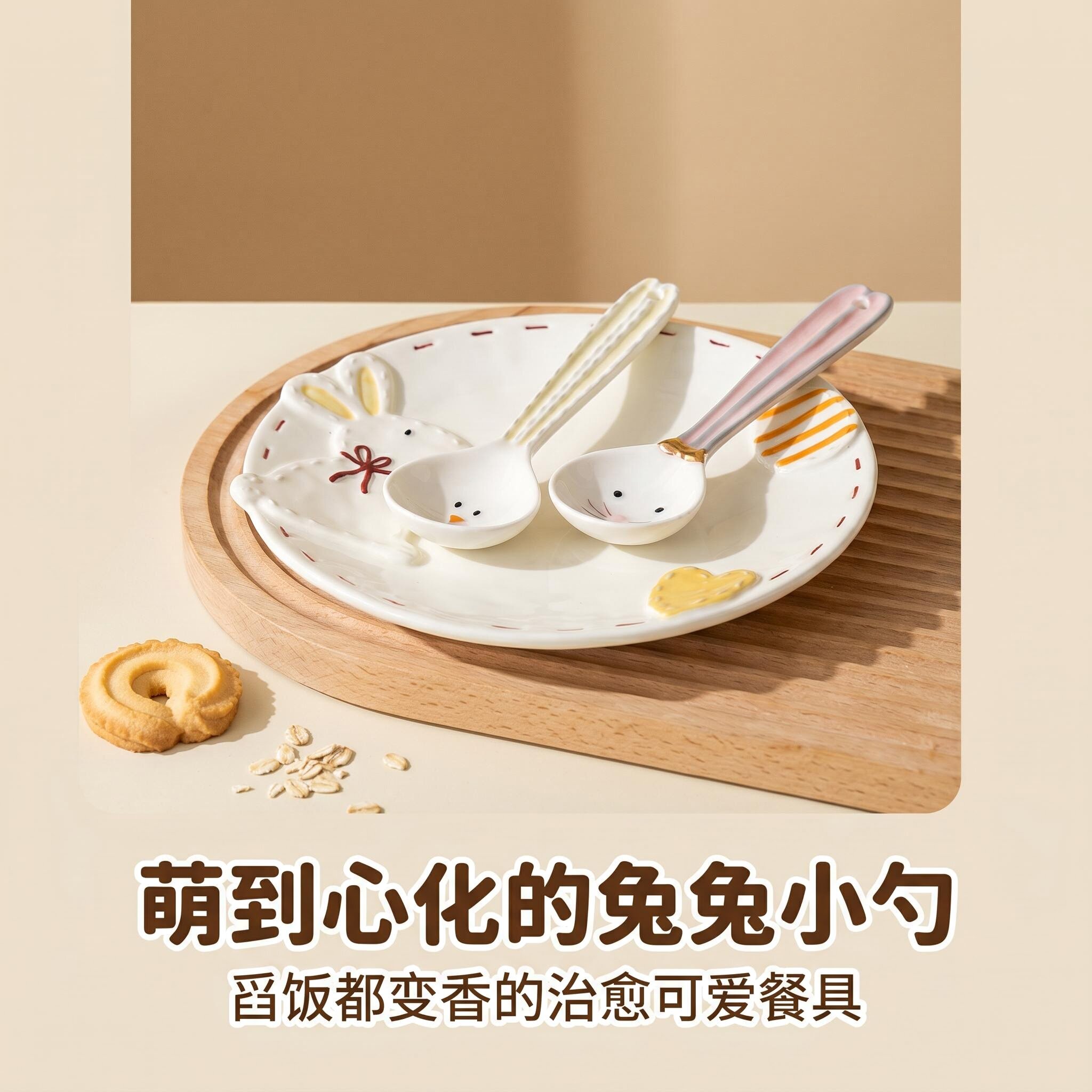 卡通浮雕陶瓷小勺子创意可爱兔