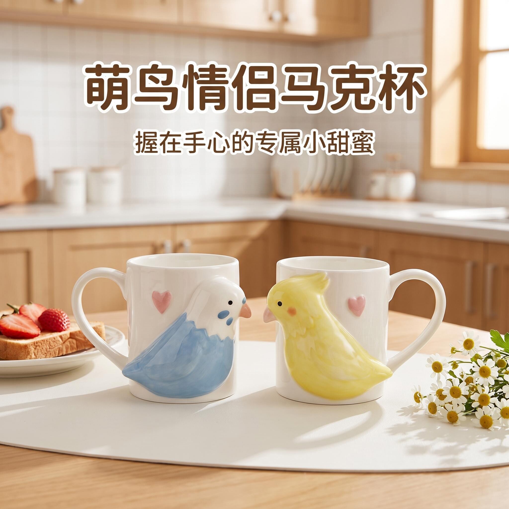 情侣马克杯卡通可爱陶瓷咖啡杯