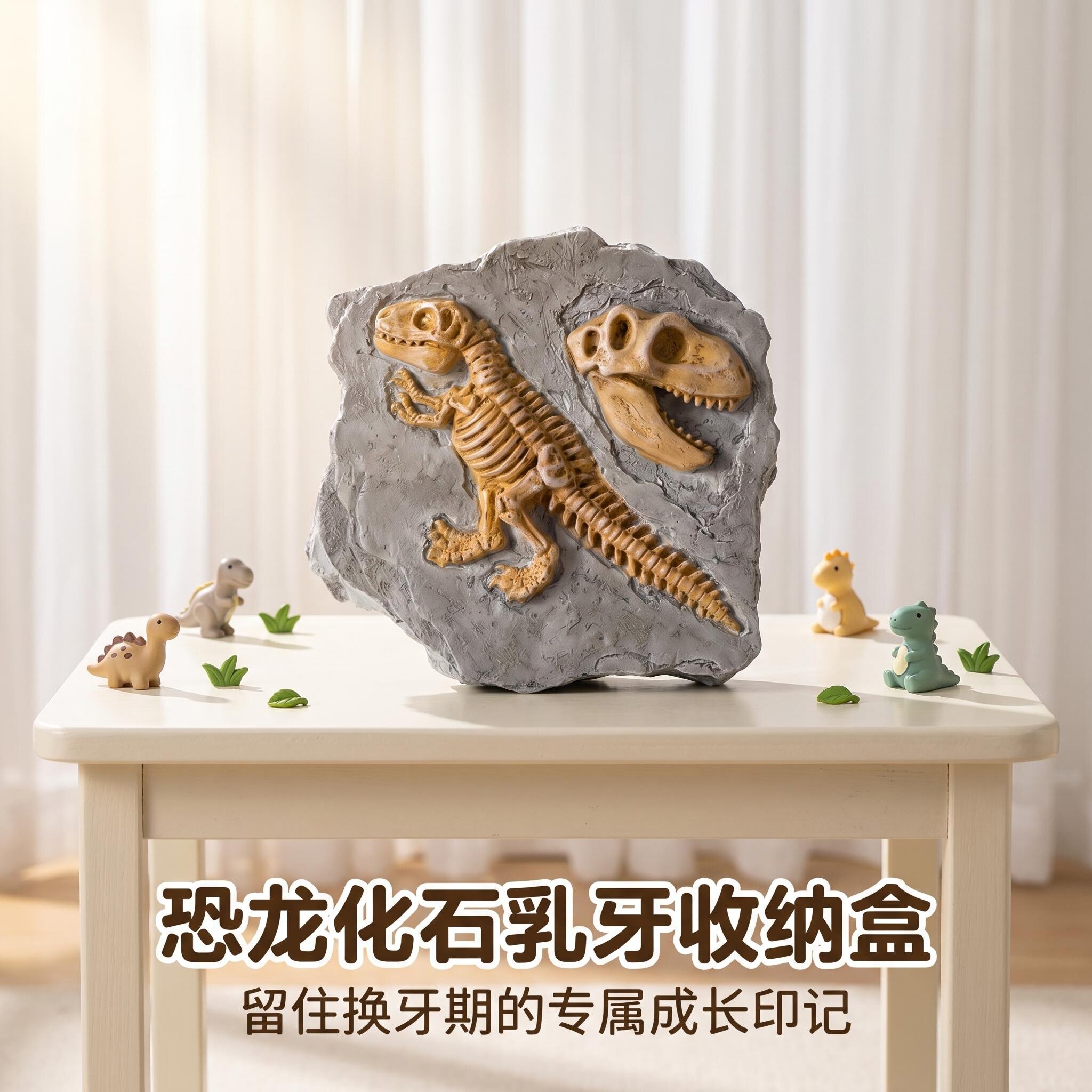 恐龙化石乳牙收纳盒换牙纪念