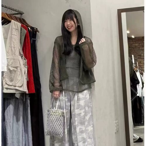 N家双拉链网眼连帽短外套女2026秋季新款宽松气质带帽开衫上衣
