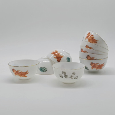 香港茶庄八十年代手工绘画品茗杯