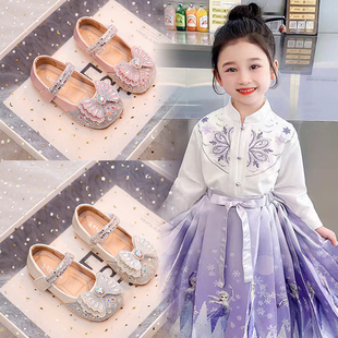 女童鞋子公主水晶鞋2026新款春季儿童皮鞋女宝闪亮晶晶女孩配礼服