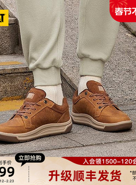 CAT卡特25秋冬新款男士户外休闲舒适出行牛皮防滑低帮通勤休闲鞋