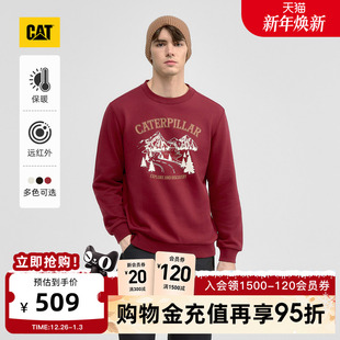 远红外发热廓形圆领新年红卫衣商场同款 新品 男士 CAT卡特25冬季
