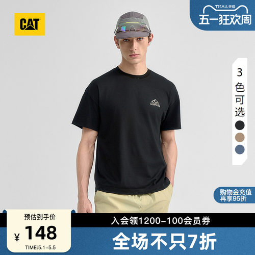 CAT卡特夏季男士基础百搭山系风格印标圆领简约短袖T恤