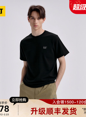 CAT卡特夏季男经典简约logo印花美式复古宽松T恤短袖