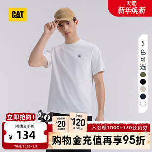 新品 宽松发泡印花厚板短袖 男士 款 字母T恤 户外经典 CAT卡特25夏季
