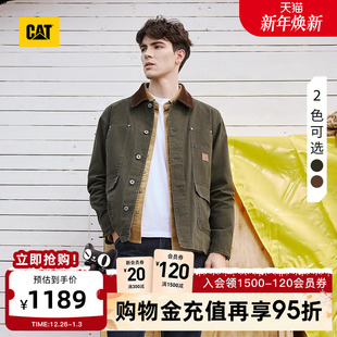 车线休闲灯芯绒翻领夹克商场同款 CAT卡特25秋冬新品 工装 经典 男士