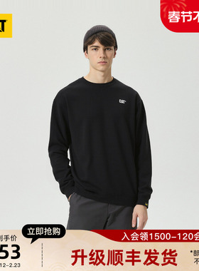 CAT卡特25秋冬新品男士户外复古工装风套头刺绣小LOGO圆领卫衣