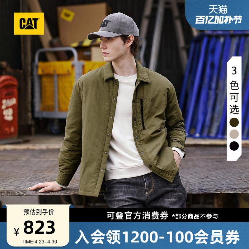 CAT卡特25秋冬男士休闲通勤工装短款宽松衬衫式薄款棉服外套