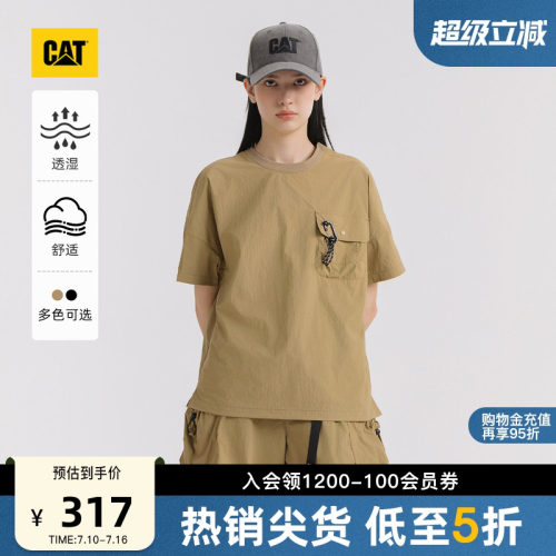 CAT卡特夏季女士户外美式轻薄透湿美拉德短袖圆领T恤商场同款