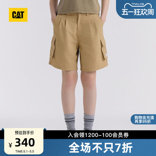 CAT卡特夏季女士户外宽松美式工装风贴袋休闲短裤五分裤