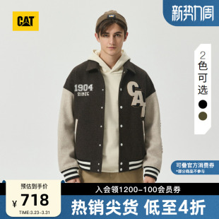宽松挺括翻领拼色棒球服夹克外套商场同款 CAT卡特春季 男士