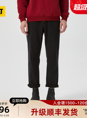 CAT卡特秋冬男士舒适休闲易搭经典黑色直筒牛仔裤商场同款