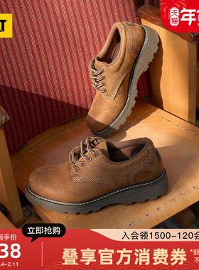CAT卡特秋冬新款男士固特异工装鞋低帮休闲鞋皮鞋圆头德比鞋