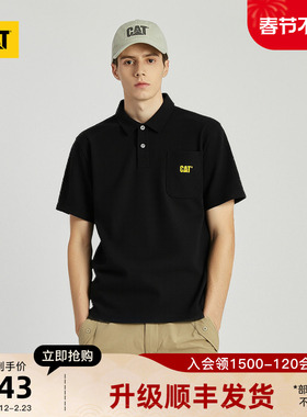 CAT卡特夏新品男户外撞色绣花LOGO翻领T恤男士休闲百搭polo衫