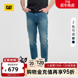 商场同款 CAT卡特25秋冬新款 牛仔裤 百搭水洗锥形收脚口修身 男士