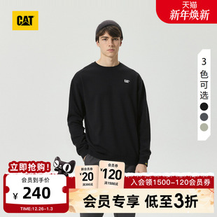 风套头刺绣小LOGO圆领卫衣 户外复古工装 CAT卡特25秋冬新品 男士