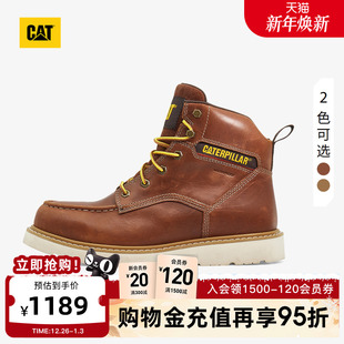 增高马丁靴商场同款 牛皮高帮防水登山鞋 男士 CAT卡特25秋冬新品
