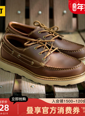 CAT卡特25秋冬新品男士时尚户外低帮复古皮鞋单鞋帆船鞋休闲鞋