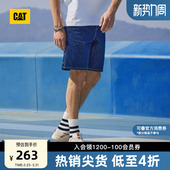 全棉休闲裤 CAT卡特夏季 男户外明线工艺直筒宽松牛仔短裤