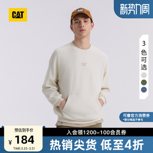 CAT卡特春季 户外休闲全棉口袋套头圆领多色廓形卫衣 男士