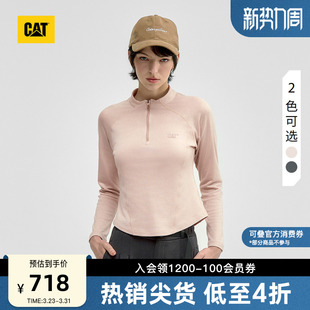 T恤商场同款 显瘦开襟长袖 女士羊毛混纺打底衫 CAT卡特春季