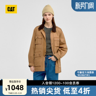 灯芯绒翻领棉服商场同款 CAT卡特2025秋冬女士复古工装 中长款