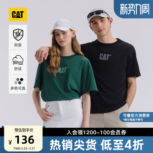 宽松短袖 CAT卡特25夏季 大LOGO抗菌落肩袖 美式 T恤 男女同款