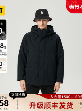 CAT卡特秋冬户外时尚休闲通勤百搭连帽短款工装羽绒服