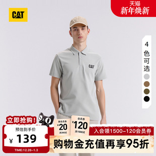 短袖 CAT卡特25夏季 反光印花基础LOGO设计翻领POLO衫 男士 T恤 新品